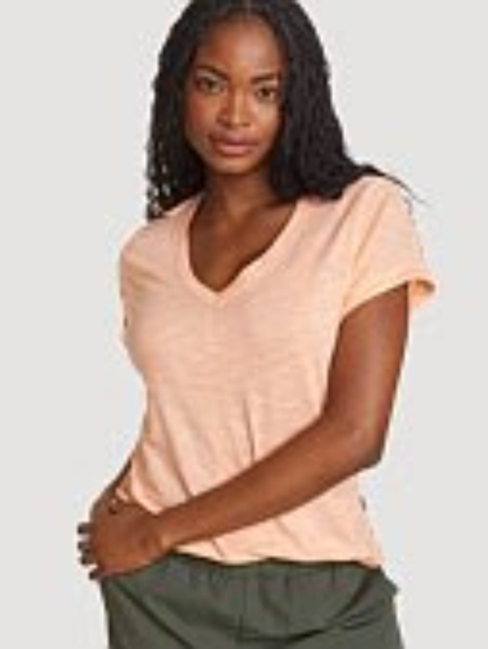 NWT Eddie Bauer Tencel Gate Check Short-Sleeve T-shirt, Peach, XLT